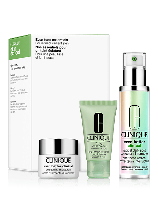 Even Tone Essentials Skincare Set, 3 huidverzorgingsexperts voor een verfijnde, stralende huid.